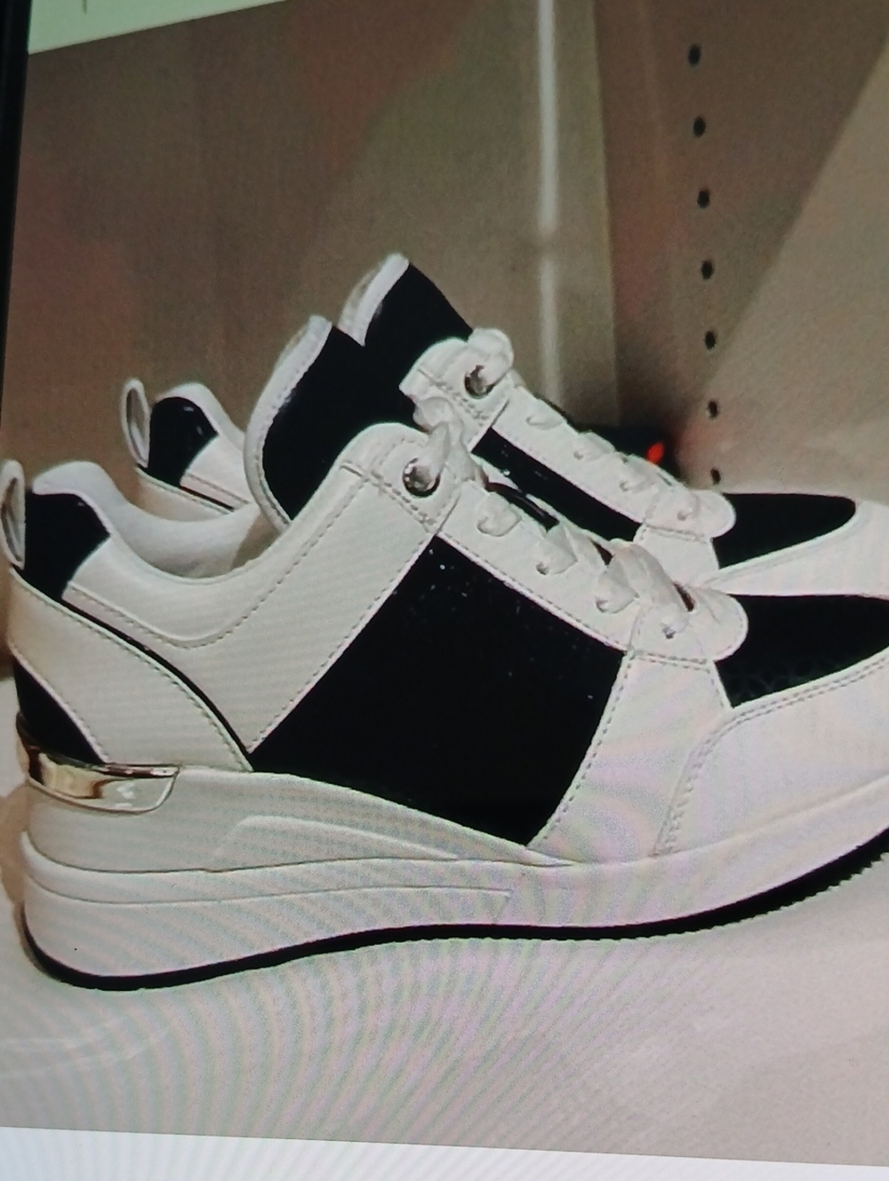 Michael Kors White and Navy Blue Platform Sneakers